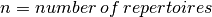 n = number\:of\:repertoires